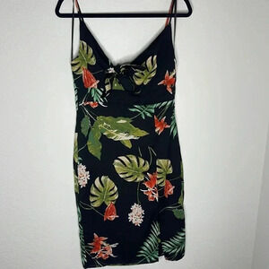 One Clothing | M | Tropical Dress w/ Tie Front and Adjustable Straps